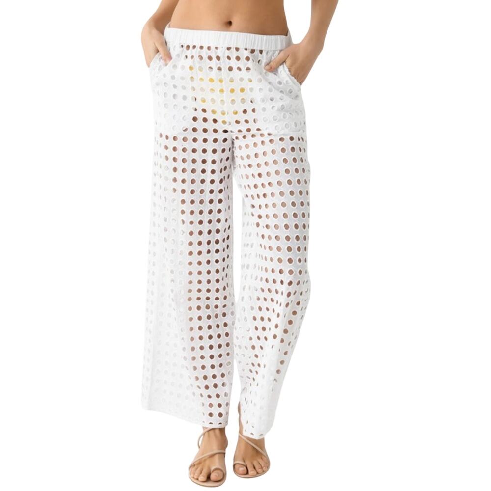 SOLID & STRIPED Womens The Eyelet Delaney White CoverUp Classic Pants Size L